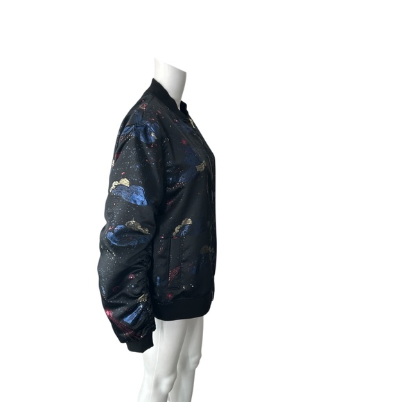 Escada Sport Black Multi-Color Sky Galaxy Print Bomber Jacket Size 46/US 16 - Picture 3 of 8